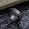 King Will 8mm Black Spinner Stainless Steel Ring Fidget Ring Anxiety Ring for Men Greek Key Pattern.