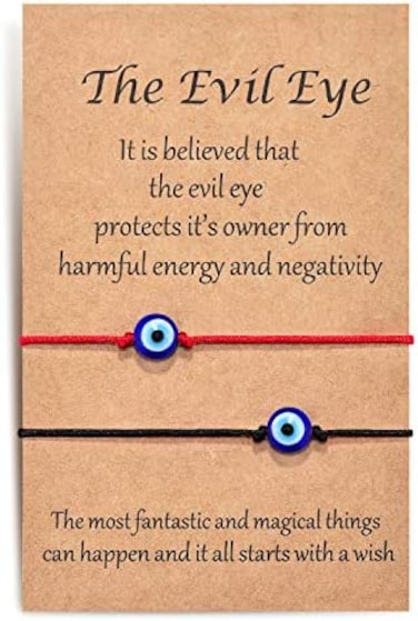 Shonyin Handmade Evil Eye Bracelets Set with Card Red String Bracelet Kabbalah Protection Luck Amulet for Women Men Family Friends.