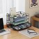 Marbrasse 4-Trays Desktop File Organizer with Pen HolderPaper Letter Tray with Drawer and 2 Pen HolderMesh Office Supplies Desk Organizer for Home Office (Black.