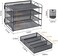 Marbrasse 4-Trays Desktop File Organizer with Pen HolderPaper Letter Tray with Drawer and 2 Pen HolderMesh Office Supplies Desk Organizer for Home Office (Black.