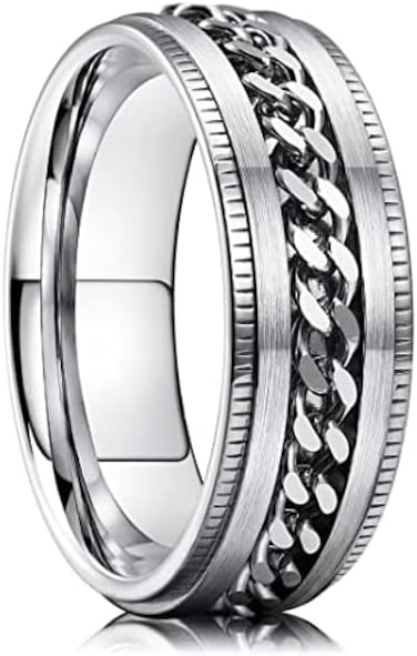 King Will Intertwine 8mm Spinner Ring Stainless Steel Fidget Ring Anxiety Ring for Men Black/Blue/Silver/Gold Fidget Anxiety Ring.