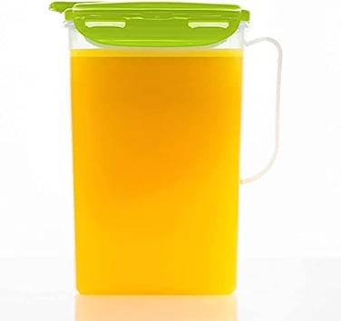 LocknLock Aqua Fridge Door Water Jug with Handle BPA Free Plastic Pitcher with Flip Top Lid Perfect for Making Teas and Juices, 2 Quarts/Liters, Green.