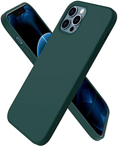 ORNARTO Compatible with iPhone 12 Case 6. 1 and iPhone 12 Pro Case, Slim Liquid Silicone 3 Layers Full Covered Soft Gel Rubber Case Cover 6. 1 inch-Olive Green.