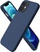 ORNARTO Compatible with iPhone 12 Mini Case, Slim Liquid Silicone 3 Layers Full Covered Soft Gel Rubber with Microfiber Case Cover 5. 4 inch-Navy Blue.