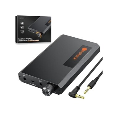 Neoteck Portable 3. 5mm Headphone Amplifier with Bluetooth 5. 0 Receiver, Two-Stage Gain Switch, 16-300 Ohm HiFi Earphone Amp, Aluminum Matte Surface.