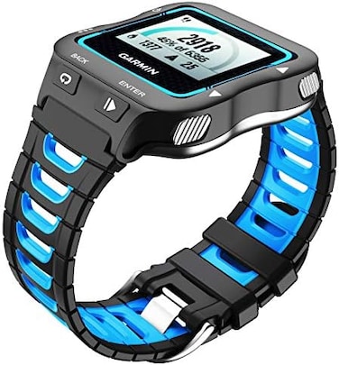 NotoCity Compatible with Garmin Forerunner 920XT Band Soft Silicone Watch Strap for 920XT Replacement Wristband Sports for Men Women, Black-Blue.