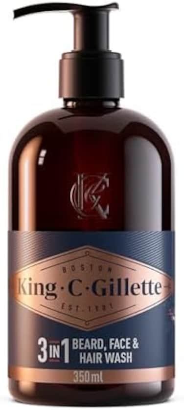 King C. Gillette Beard Wash, Mens Face Wash, 11 oz, Infused with Argan Oil and Avocado Oil to Cleanse Hair and Skin.