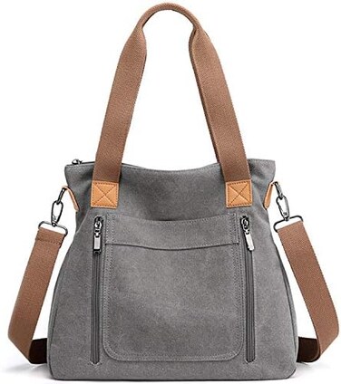 Sunshinejing Women's Canvas Tote Bag Work Shoulder Crossbody Bags Vintage Multi-pocket Handbags.