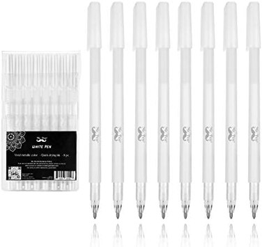 Mr. Pen- White Pens, 8 Pack, White Gel Pens for Artists, White Gel Pen, White Ink Pen, White Pens for Black Paper, White Drawing Pens, White Art Pen, White Pen for Artists, White Pen for Drawing.