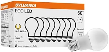 LEDVANCE SYLVANIA ECO LED Light Bulb, A19 60W Equivalent, Efficient 9W, 7 Year, 750 Lumens, 2700K, Non-Dimmable, Frosted, Soft White - 8 Count (Pack of 1(40821.