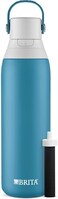 Brita Insulated Filtered Water Bottle with Straw, Reusable, Stainless Steel Metal, Blue Jay, 20 Ounce.