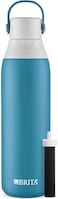 Brita Insulated Filtered Water Bottle with Straw, Reusable, Stainless Steel Metal, Blue Jay, 20 Ounce.