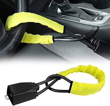 KAYCENTOP Car Steering Wheel Lock, Seat Belt Lock, Anti-Theft Device, Max 17 Inch Length, Small and Light-Weight, Multi-Functional, Fit Most Vehicle, SUV, Golf Cart Security (Yellow.