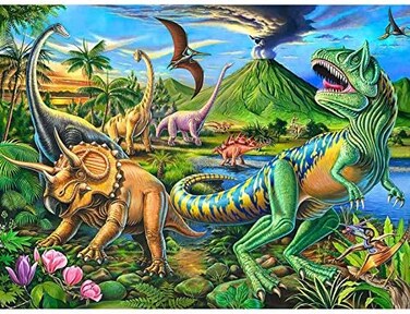 RANSUNN Puzzles for Kids Ages 4-8 Year Old,100 Piece Dinosaur Jigsaw Puzzle for Toddler Children Learning Educational Puzzles Toys for Boys and Girls.