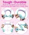 FosPower Kids Headphones with LED Cat Ears, 3. 5mm On-Ear Wired Headset with Laced Cables for iPad/Smartphones/PC/Kindle/Tablet/Laptop/School (Max Volume 85dB- Teal/Light Purple.