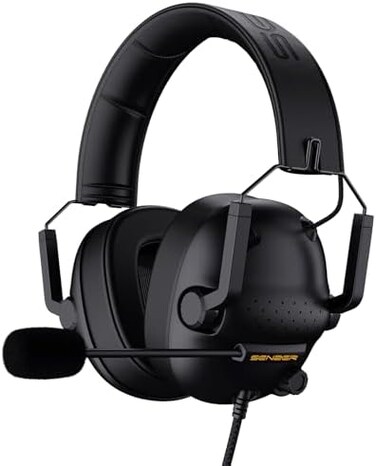 SENZER SG500 Surround Sound Pro Gaming Headset with Noise Cancelling Microphone - Detachable Memory Foam Ear Pads - Portable Foldable Headphones for PC PS4 Xbox One Switch.