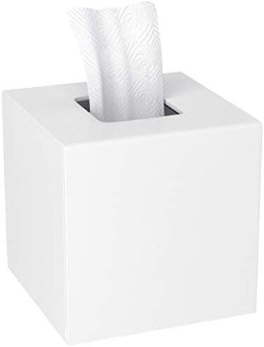 HIIMIEI Acrylic Tissue Box Cover 5. 4x5. 4x5. 4' Tissue Holder Napkin Dispenser for Home Office Restaurant-White.