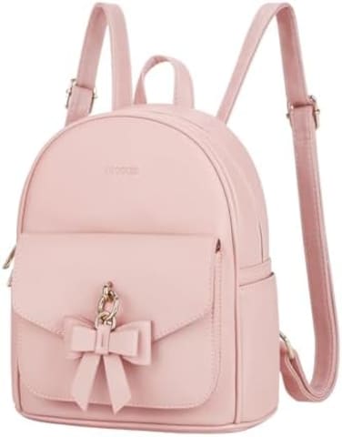 ECOSUSI Mini Backpack for Women Girls Cute Bowknot Small Backpack Purse Ladies Leather Bookbag Satchel Bag, with Charm Tassel.