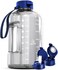 AQUAFIT 1 Gallon Water Bottle With StrawTimes To Drink - 128 oz - Motivational - Large - Sports Gym Water Jug With Time Marker.
