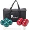 Pointyard Bocce Ball Set, 90mm Classic Bocci Ball Set with 8 Resin Bocce Balls/1 Pallino/Nylon Zippered Bag/Measuring Tape - Outdoor Family Games for Backyard/Lawn/Beach (RedGreen.