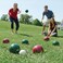 Pointyard Bocce Ball Set, 90mm Classic Bocci Ball Set with 8 Resin Bocce Balls/1 Pallino/Nylon Zippered Bag/Measuring Tape - Outdoor Family Games for Backyard/Lawn/Beach (RedGreen.