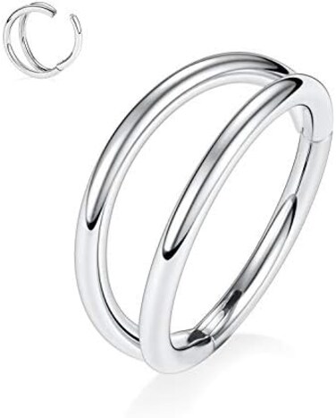 FUNLMO 316L Surgical Steel Nose Ring Hoop Septum Ring Conch Piercing Jewelry Cartilage Daith Helix Tragus Rook Lobe Earring Triple/Double Nose Lip Ring 20G 18G 16G.