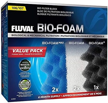 عبوة قيمة من وسائط الترشيح الرغوية الحيوية Fluval 106/107.