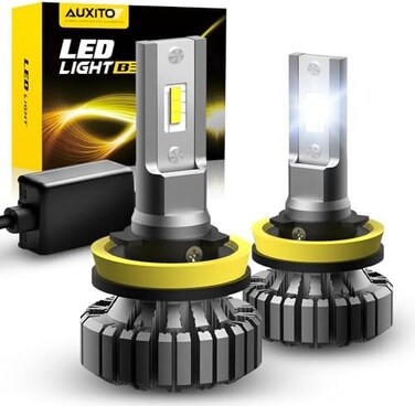 مصابيح AUXITO H11 H8 H9 LED، أكثر سطوعًا بنسبة 400%، مصابيح بيضاء 6500K بدون مروحة، بديل لمصباح الهالوجين H8 للضباب، عبوة من 2.