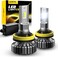 مصابيح AUXITO H11 H8 H9 LED، أكثر سطوعًا بنسبة 400%، مصابيح بيضاء 6500K بدون مروحة، بديل لمصباح الهالوجين H8 للضباب، عبوة من 2.