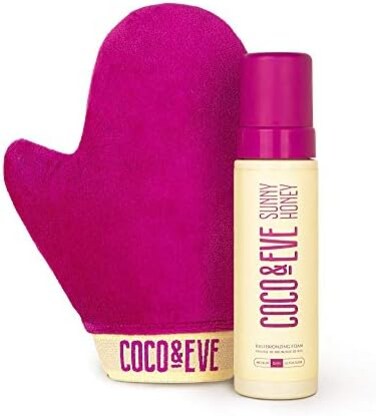 Coco &amp; Eve CocoEve Sunny Honey Bali Bronzing Self Tanner Mousse Set (Medium- All Natural Sunless Tanning MousseInstant Self Tanning Lotion with Bronzer with Self Tanning Mitt Applicator (200ml.