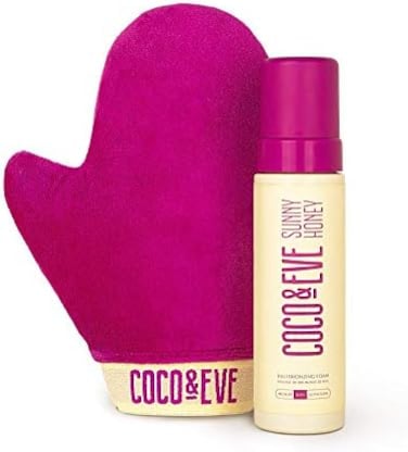 Coco &amp; Eve CocoEve Sunny Honey Bali Bronzing Self Tanner Mousse Set (Dark- All Natural Sunless Tanning MousseInstant Self Tanning with Bronzer with Self Tanning Mitt Applicator (200ml.