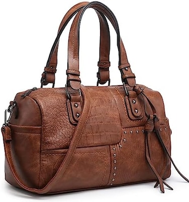 Dasein Women Soft Vegan Leather Barrel Bags Large Hobo Top Handle Work Totes Satchel Handbags Shoulder Purse, 0coffee, Large.