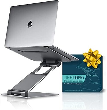 LIFELONG Ergonomic Laptop Stand For Desk, Adjustable Height Up To 20", Laptop Riser Portable Computer, Laptop Stands, Fits All MacBook, Laptops 10 15 17 Inches, Pulpit Laptop Holder Desk Stand.