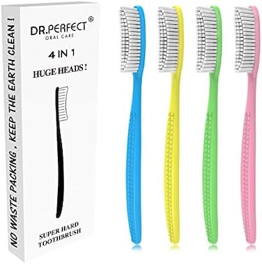 DR PERFECT DR PEFECT Extra Hard Toothbrush with Long Head and Whitening - Pack of 4.