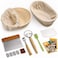 RORECAY Banneton Proofing Basket Set of 2 - 9 Inch Round10 Inch Oval Cane Sourdough Baskets With Bread Lame, Dough Sc, Linen Liner, Basting Brush for Baking Fermentation.
