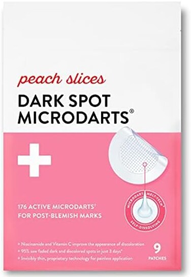 Peach Slices Dark Spot Micro DartsFor Dark Spots, Post-Blemish Redness,HyperpigmentationSelf-DissolvingNiacinamide, Vitamin C, Hyaluronic Acid, and CicaVegan/Cruelty Free9 Patches.