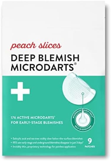Peach Slices Microdart-Hydrocolloid Fast Acting Deep Blemish Acne Patches - Set of 9.