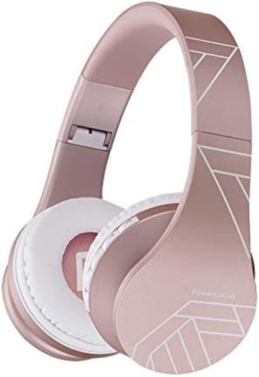 PowerLocus Bluetooth Headphones Over Ear, Bluetooth Headphone Rose Gold, Wireless Headphones Foldable, Hi-Fi Stereo, Soft Memory Foam Earmuffs, Built-in MicWired Mode for iPhone,Android,PC,Laptops.