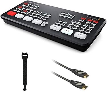 Blackmagic Design ATEM Mini Pro ISO HDMI Livestream Switcher with High-speed 6' HDMI Cable10-Pack Straps Bundle.