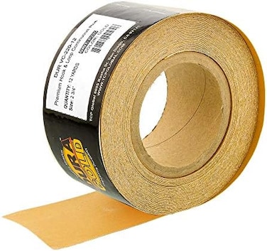 Dura-Gold Premium - 220 Grit Gold - HookLoop Backing Longboard Continuous Sandpaper Roll, 2-3/4" Wide, 12 Yards Long - For AutomotiveWoodworking Air File Long Board Sanders, Hand Sanding Blocks.