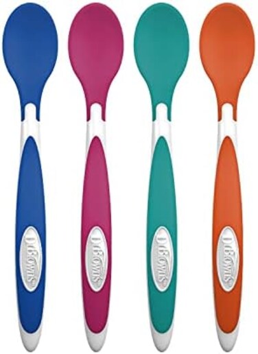 Dr. Brown's Designed to Nourish TempCheck Spoons, 4-Pack, Blue.