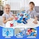 Super Wings - 2" Scale World Aircraft Large Playset with 2'' Supercharge JettAir Moving BaseAirplane Toys Mini FigurePreschool Toy Plane Set for 3 4 5 year old Boys GirlsBirthday Gift Blue.