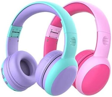 gorsun Bluetooth Kids Headphones with Microphone,Children's Wireless Headsets with 85dB Volume Limited Hearing Protection,Stereo Over-Ear Headphones for Boys and Girls (PinkPurple.