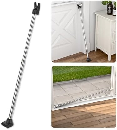 SECURITYMAN 2 in 1 Adjustable Door Security BarSliding Glass Door Lock Bar - Constructed of High Grade Iron - Door Jammer Stick, Perfect for HomeApartment Security - Door Stoppers Security Bar.