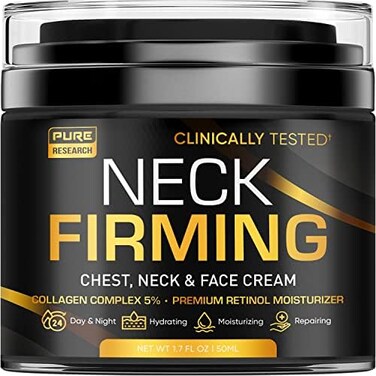 PURE RESEARCH Neck Firming Cream - Anti Wrinkle Cream - Saggy Neck TightenerDouble Chin Reducer Cream - CollagenRetinol Skin Tightening Cream - Anti Aging Moisturizer for NeckD&eacute;collet&eacute;.