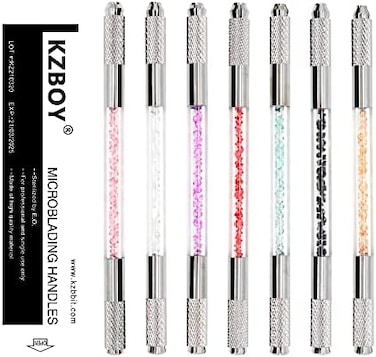 KZBOY 10 Multi-colors Double Sided Microblading Handles Individually Packaged with Lotand Exp. Date for Microblades.
