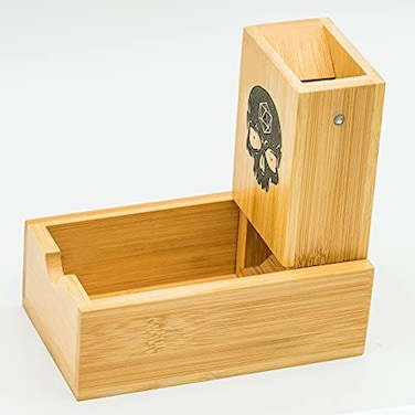 Cusdie Bamboo Dice Tower Foldable Wooden Die Roller Castle Rolling Case for Dungeons and Dragons, Board Game, DD, RPG.