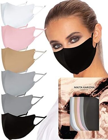 Karizma Face Wardrobe Cloth Face Mask for Women Pack. 6 Buttery Soft Face Masks Washable Fabric with Adjustable Ear Loops.