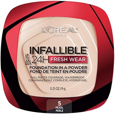 L&rsquo;Or&eacute;al Paris L'Oreal Paris Makeup Infallible Fresh Wear Foundation in a Powder, Up to 24H Wear, Waterproof, Pearl, 0. 31 oz.