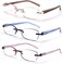 FEIVSN 3-Pack Rimless Reading Glasses For Women, Lightweight Spring Hinge Readers, Classic Elegant Artistic Eyeglasses UV 400.